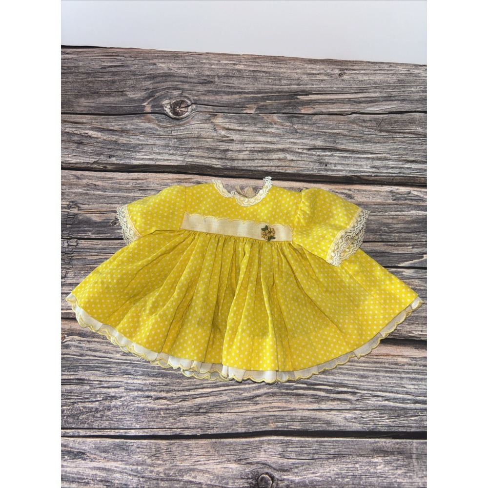 Vintage Tagged Madame Alexander Pussycat Yellow Polka Dot Doll Dress